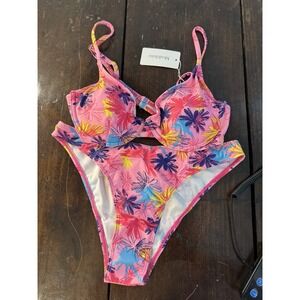 Modihito Womens 2 pc Black Bikini Swimsuit Swimwear Size M